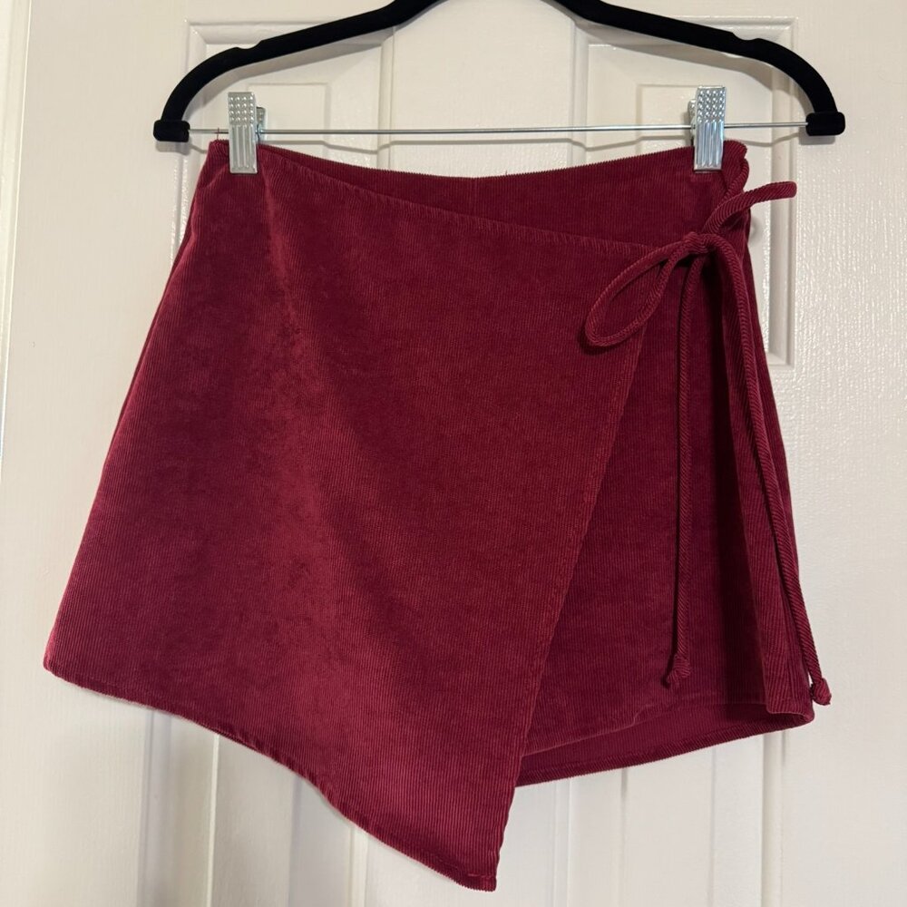 Suede Wrap Skort (Size small, Cabernet color)